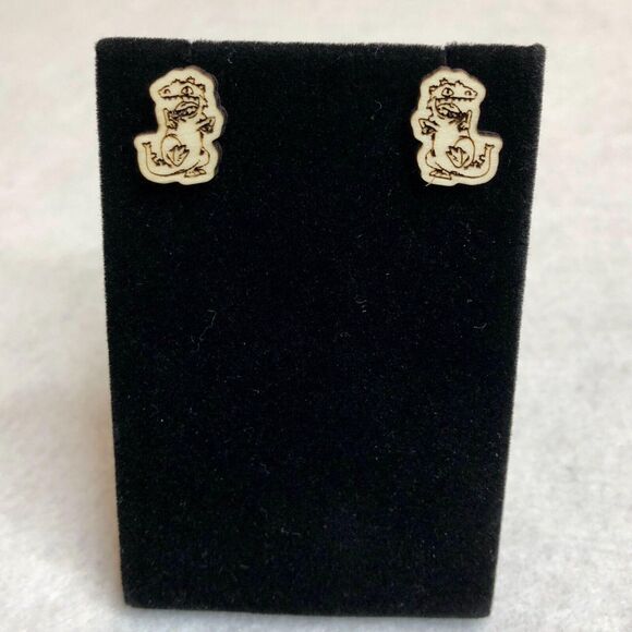 Rugrats Reptar Wood Stud Earrings - Picture 1 of 3